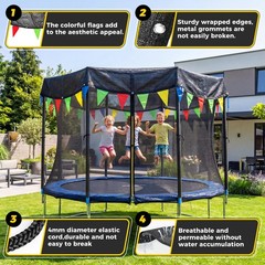 2026 Upgraded Round Trampoline Shade Cover 4Lbs Heavy Duty 8-16FT Sun Protection