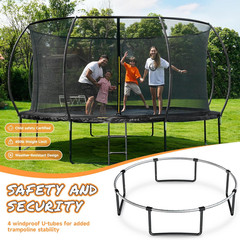10FT 12FT 14FT 15FT 16FT Outdoor Trampoline with Enclosure Net, Heavy Duty Yard
