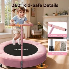 FED FITNESS 36” Kids Mini Trampoline With Handle & Safe Thickened Cover