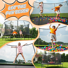 10FT 12FT 14FT 15FT 16FT Outdoor Trampoline with Enclosure Net, Heavy Duty Yard