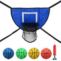Trampolines Basketball Hoop, PVC Accessories with Pump & Mini Balls, Blue