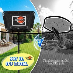 Adjustable Metal Trampoline Basketball Hoop with Mini Ball & Pump – Fits All Pol