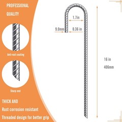 J Hook Rebar Stakes 16 Inch, J Hook Ground Stakes (8 Pack) for Christmas Deco…