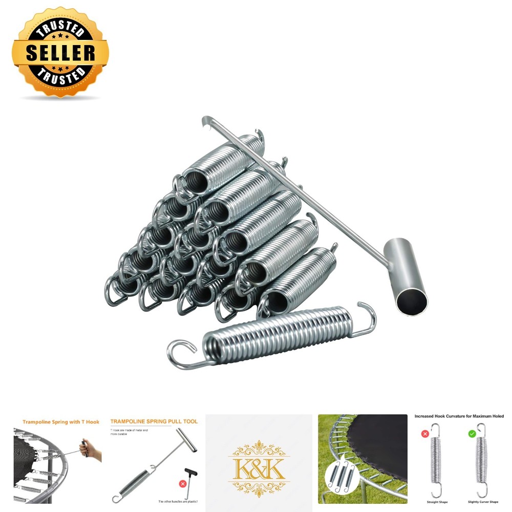 Durable 5.5-7 Inch Trampoline Springs – 16 Pack Galvanized Steel Replacement Kit