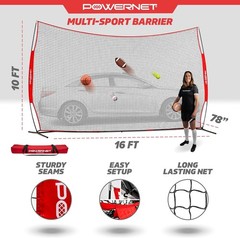 16×10 Red Portable Sports Rebounder Net for Baseball Soccer &more