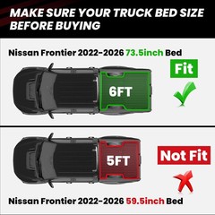 LASFIT Bed Mat for Nissan Frontier 2022-2026 6FT/73.3 Inches (Not Fit Drop-in Be