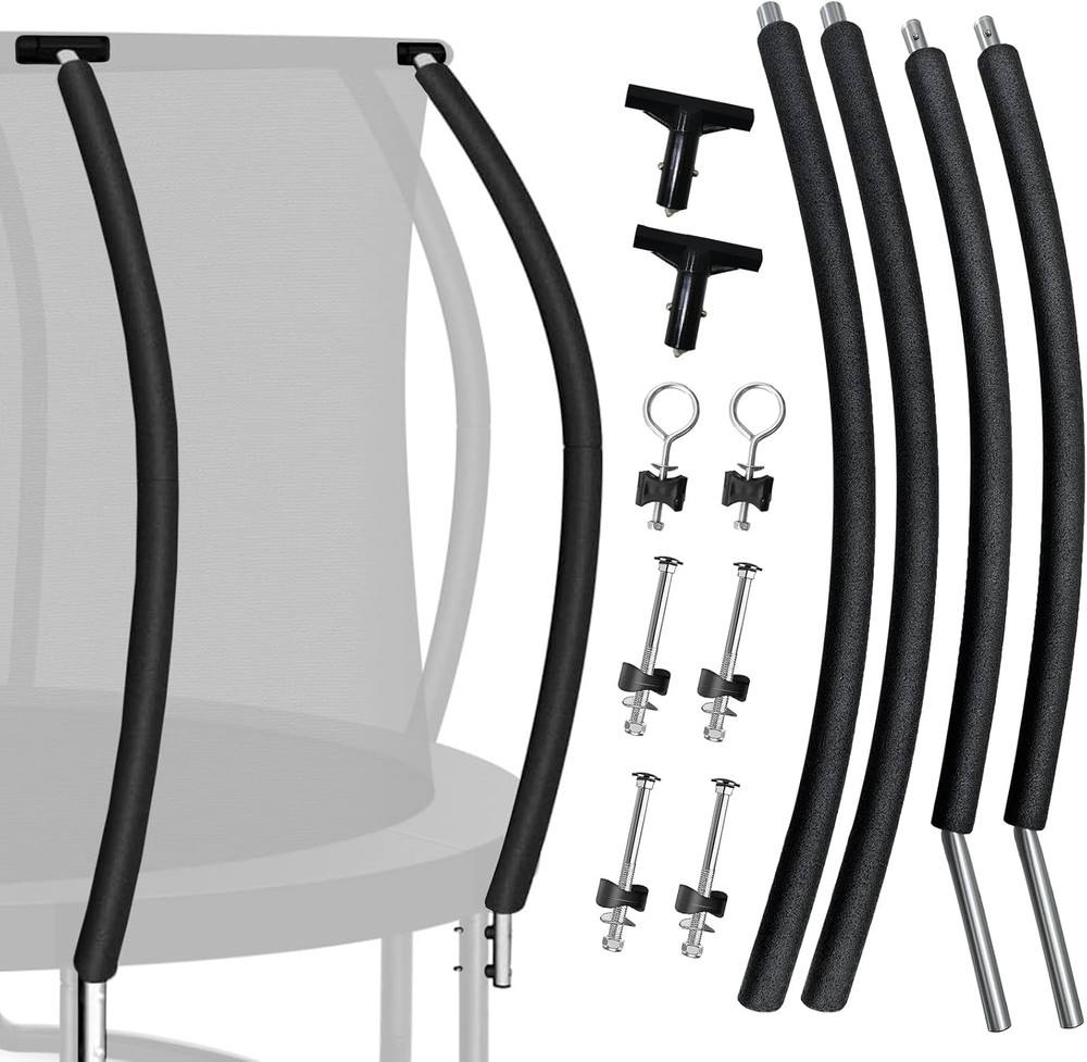 2 Sets Trampoline Curved Pole Replacement Universal Curved Enclosure Pole for 10