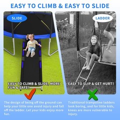 Kids Trampoline Slide with Handrails – Safe Climbing Ladder & Tear-Resistant Fab