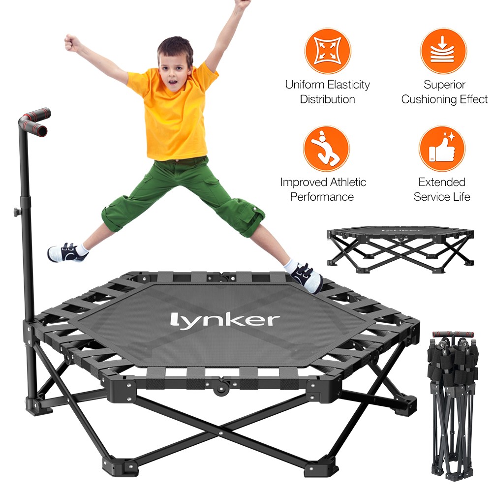 40″ Foldable Fitness Trampoline Adult Exercise 330lbs Capacity Adjustable Handle