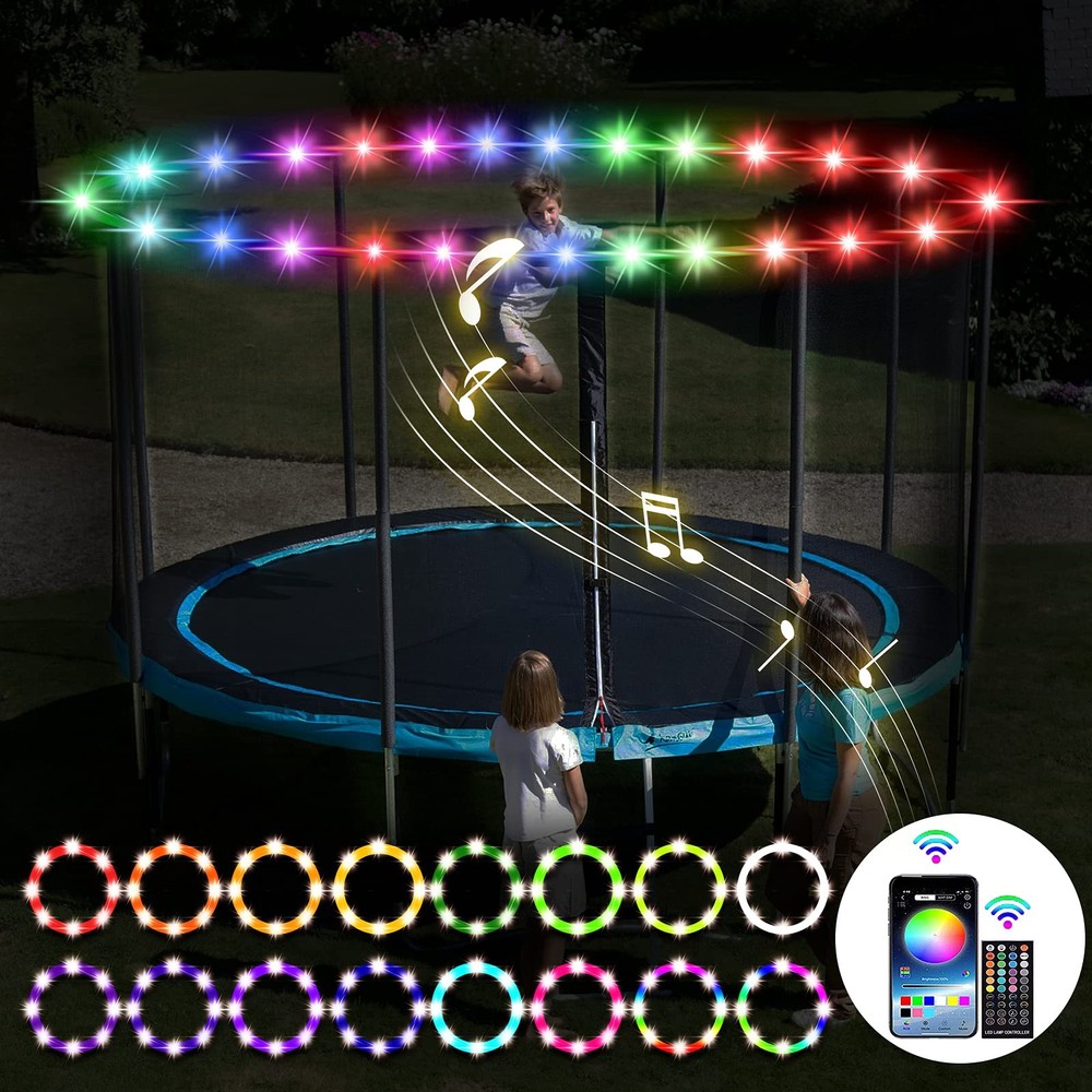 SUVEUS 52Ft Trampoline Lights, Waterproof LED Lights for 16Ft 15Ft 14Ft 12Ft …