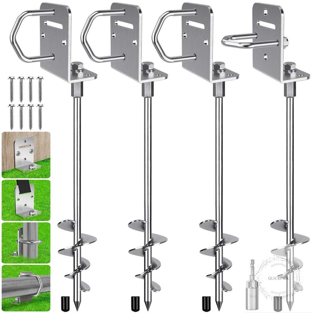 4 Pack 30″ Ground Anchors Screw in Mobile Home Anchors Kits 2.8″ Wide Tapered