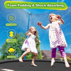 Tear-Resistant Trampoline Safety Pad for 10ft to 16ft – Black Round Cover