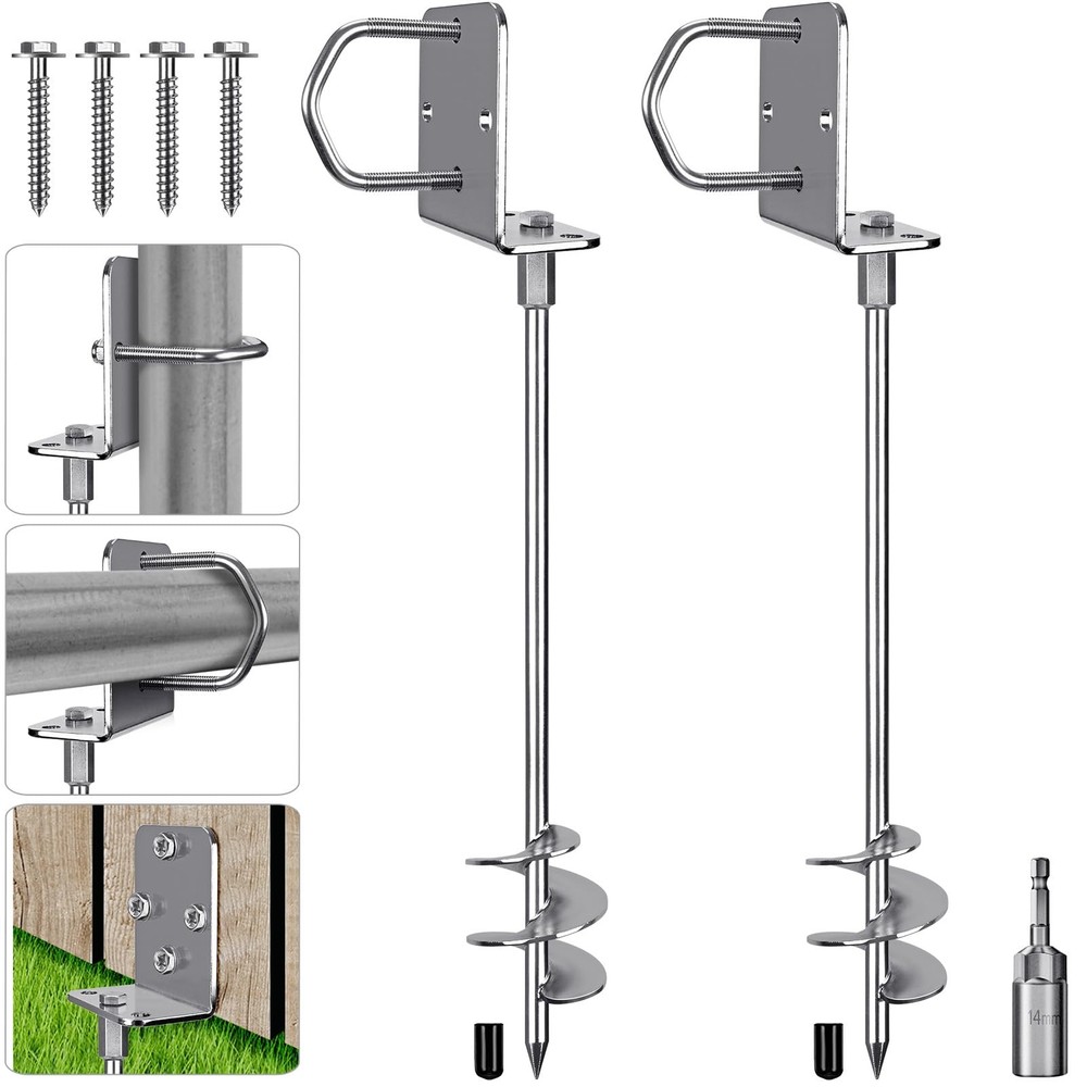 Multi-Purpose Ground Anchors Screw in, Wider Spiral Earth Anchors, Fully Weld…
