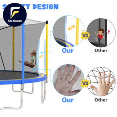 14Ft Trampoline with Basketball Hoop Upgraded round Kids Outdoor Trampoline
