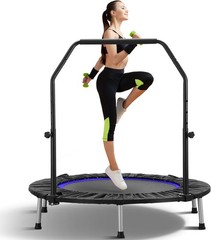 40in Rebounder Trampoline for Adults – 330 lbs, Foldable with Handle