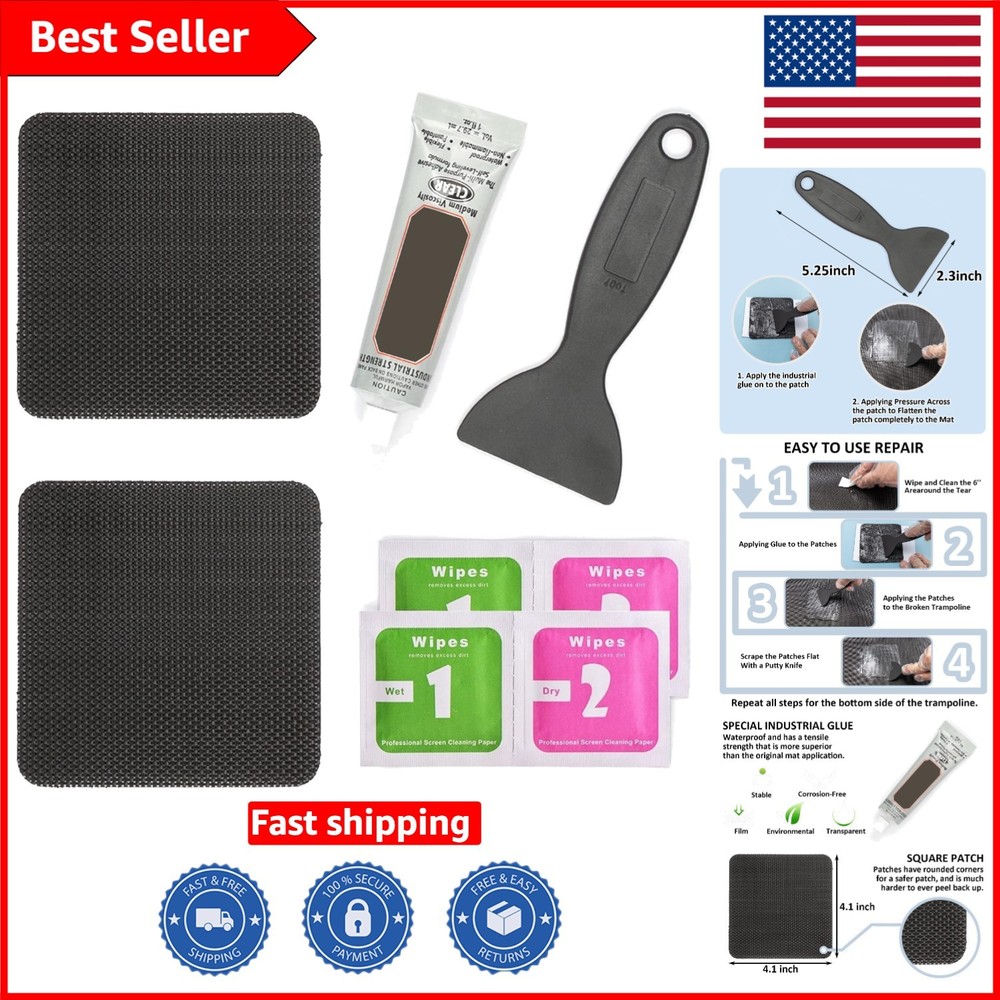 Durable 4″x 4″ Trampoline Patch Kit for Quick Mat Fixes – Easy Application