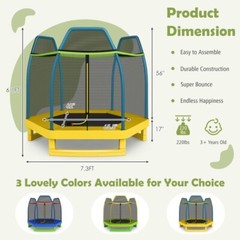 Indoor Outdoor Kids Jumping Exercise Recreational Bounce Trampoline w/Enclosure