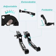 Extendable Foldable Motorcycle Brake Clutch Levers, Fit for Boneville Black