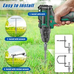 30″ Heavy Duty Screw in Ground Anchors Kit 3″ Spiral Earth Stakes Yard