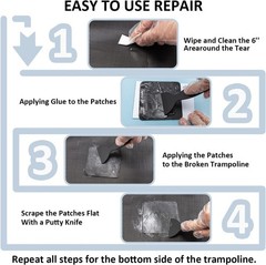 Hareyou Trampoline Patch Repair Kit 4″X 4″ Square On Patches | Repair Trampol…