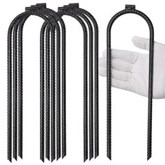 12 Inch U Shaped Heavy Duty Trampoline Stakes 10 Pack, Black Anti Rust Coated…