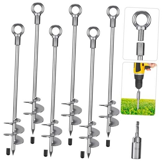 30″ Heavy-Duty Ground Anchors Screw in, 3″ Wide Spiral Earth Anchors for