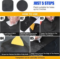 Trampoline Patch Repair Kit 3 Sizes Patches | Repair Trampoline Mat Tear or H…