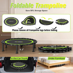 Foldable Mini Trampoline, 36″/40″/48″ Rebounder Trampoline for Adults & Kids, 44