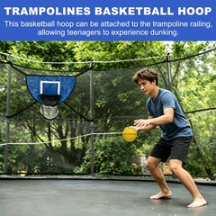Trampolines Basketball Hoop, PVC Accessories with Pump & Mini Balls, Purple/Blue