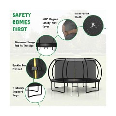 Polar Aurora 10FT 12FT 14FT 16FT Outdoor Trampoline with Safety Enclosure Net…