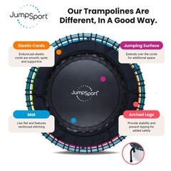 JumpSport 250 Lightweight Round Fitness Trampoline with EnduroLast Elastic Cords