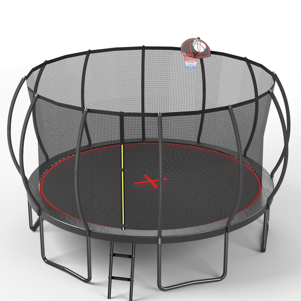 YC 16FT Trampoline Pumpkin Outdoor Trampoline Rust Prevention w/Basketball Hoop