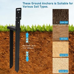 8PCS Ground Anchors, Fence Post Repair Kit, One-Piece Anchor Stakes with L Br…