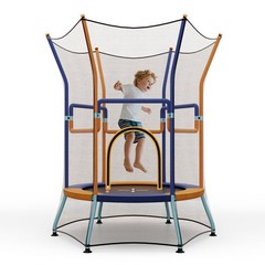 Kids Mini Trampoline w/59″ Higher Enclosure Net Seamless Jumping Mat Zipper Door