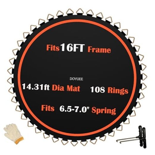 Trampoline Mat Replacement-Fits 16FT Frame with 108 Rings Fits 6.5-7.0″
