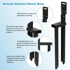8PCS Ground Anchors, Fence Post Repair Kit, One-Piece Anchor Stakes with L Br…