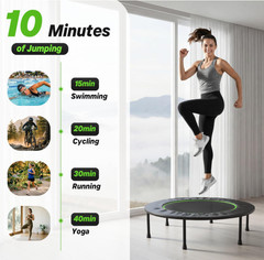 Mini Trampolín Fitness Plegable 40″ con Cuerdas Elásticas, Soporta 330 lb, Nuevo