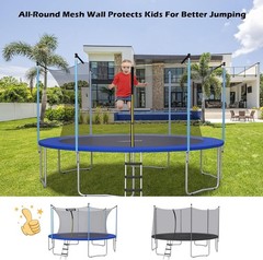 Trampoline Safety Net w/Adjustable Straps, 8 10 12 14 15 16Ft Weather-Resista…