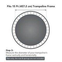 Yescom Trampoline Round Enclosure Net 15Ft 8 Pole Fence Mesh Fits All Brands