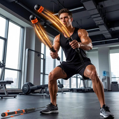 Weighted Ropeless Battle Ropes with Adjustable Spring Resistance, Quiet Cordless