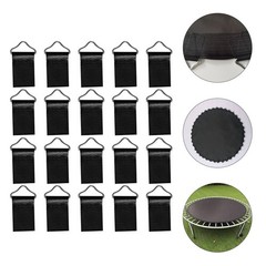 20Pcs Reusable Trampoline Triangle Rings Steel Buckles with Nylon Straps Black