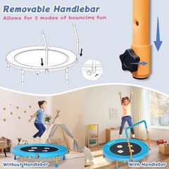 3FT Toddler Trampoline with Adjustable Handlebar, 36″ Foldable & Spring-Free,…