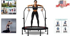 Foldable Mini Trampoline – 40″/48″ Fitness Rebounder with Adjustable Handle &…