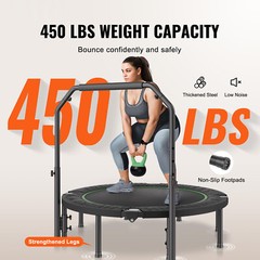 52″ Foldable Mini Fitness Trampoline Adults Exercise Rebounder with Handle