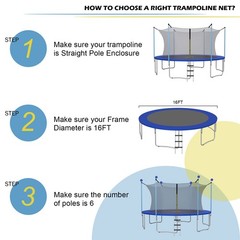 Costway 16FT Trampoline Replacement Safety Enclosure Net Weather-Resistant