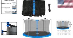 Heavy Duty 14ft Round Trampoline Net – Blue, Triple Stitched, Safety Straps