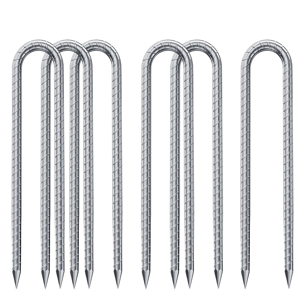 12-inch Heavy Duty U-Rebar Stakes U-Hook Rust-Proof Coated Steel Ground Anchor