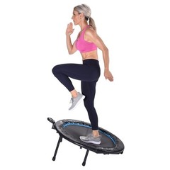 Circuit Trainer Trampoline w/ Steel Frame Monitor & Adjustable Incline 36″Dx12″H