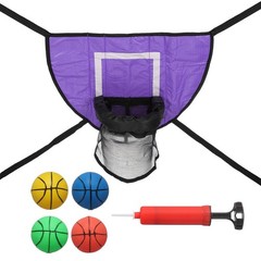 Trampolines Basketball Hoop, PVC Accessories with Pump & Mini Balls, Purple/Blue