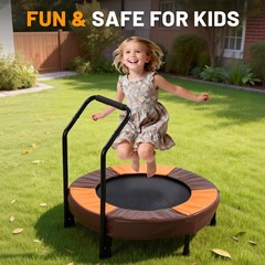36in Foldable Bungee Toddler Trampoline w/ Handle Quiet Stable 1+Kids Indoor Toy